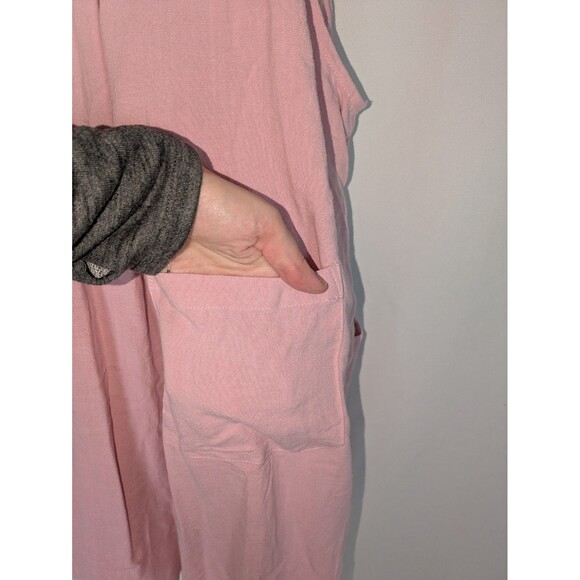 NWT Daceslon Jumpsuit L Women's Pink Adjustable Strap Linen Jumper Bib Overalls - Picture 6 of 8